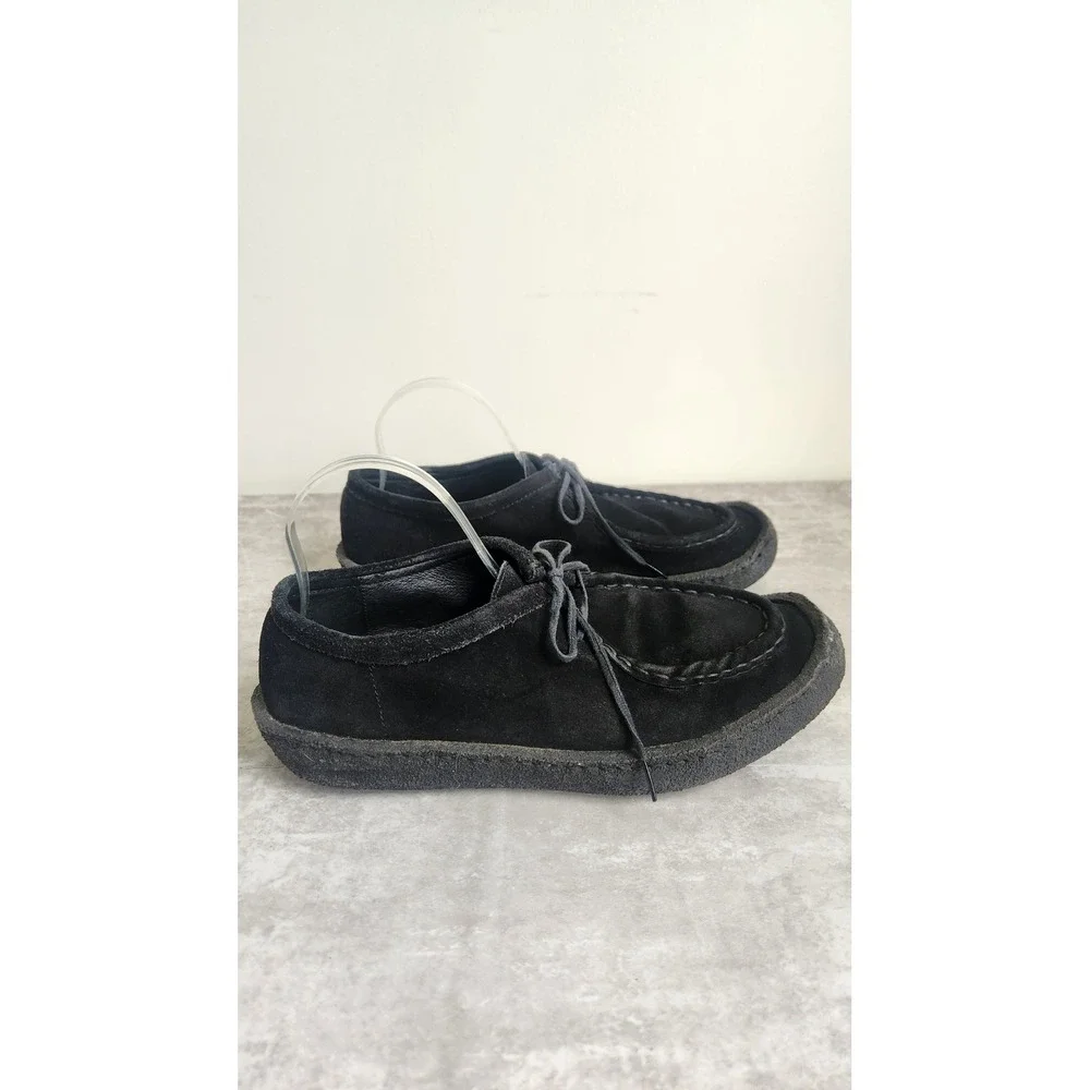 Hender Scheme Mens EU39 US 6 Suede Moccasin Black Derby Shoes Lace Up Whipstitch